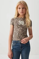 Ardene Kids Printed Crew Neck T-Shirt in Beige | Size | Polyester/Elastane
