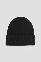 Ardene Wide Cuff Ribbed Beanie in Black | Polyester