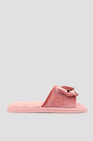 Ardene Bow Slippers in Light Pink | Size | Polyester | Eco-Conscious