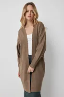 Ardene Moss Stitch Long Open Cardigan in | Size | Polyester/Nylon/Spandex