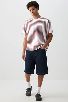 Ardene Man Baggy Denim Shorts For Men in Dark Blue | Size | 100% Cotton