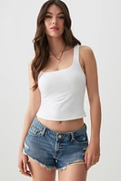 Ardene Basic Crop Double Layer Tank Top in White | Size | Polyester/Elastane | Eco-Conscious