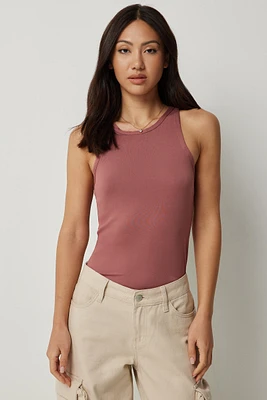 Ardene Basic Super Soft High Neck Tank in Spice | Size | Polyester/Elastane | Eco-Conscious