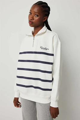 Ardene European Destination Polo Sweatshirt | Size | Polyester/Cotton | Fleece-Lined