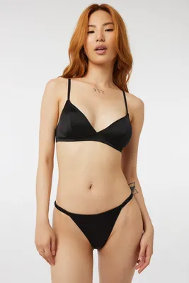 Ardene Lace & Satin Cheeky in Black, Size