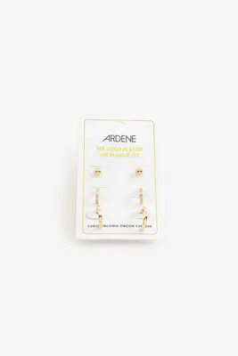 Ardene Pack of 14K Gold Plated Hoop & Stud Earrings | Stainless Steel