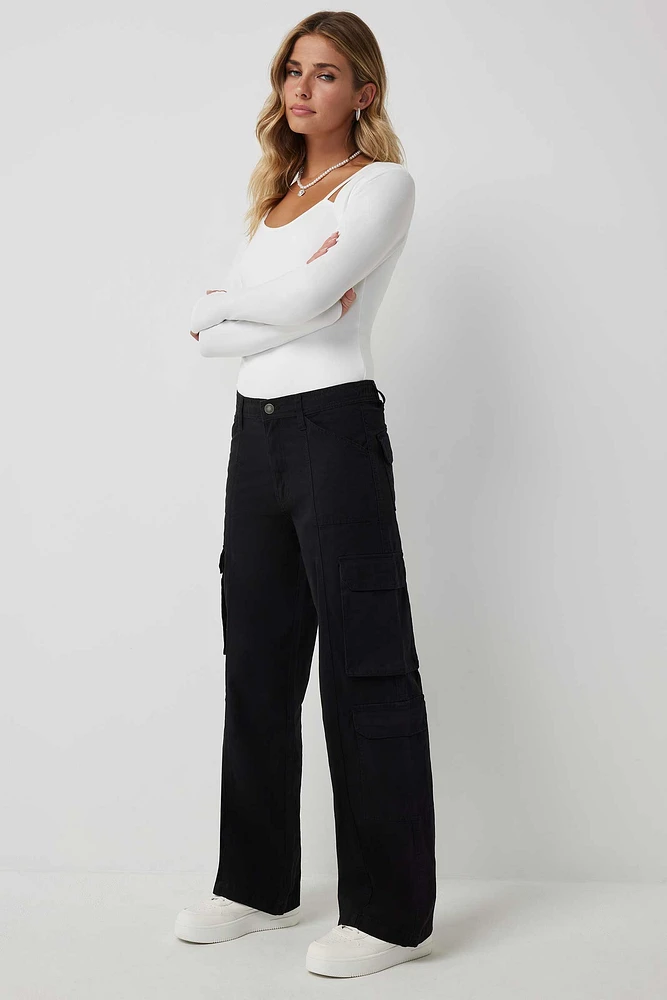 Ardene Regular Rise Straight Leg Cargo Pants in | Size | 100% Cotton