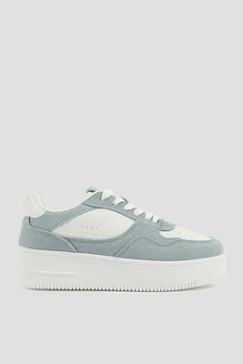 Ardene Thick Sole Court Sneakers in Light Blue | Size | Eco-Conscious