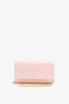 Ardene Topstiched Chevron Clutch in Lt. Pink | Faux Leather/Polyester