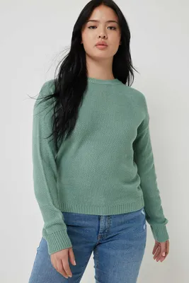 Ardene Honeycomb Crew Neck Sweater in Light Green | Size | 100% Acrylic