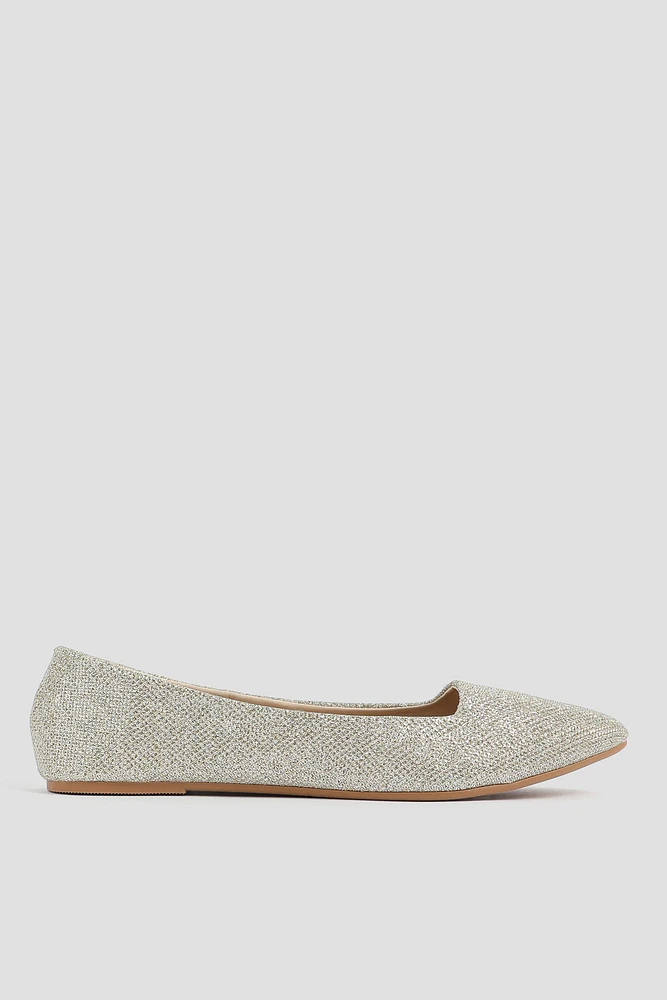 Ardene Pointy Toe Ballet Flats in Gold | Size | Faux Leather