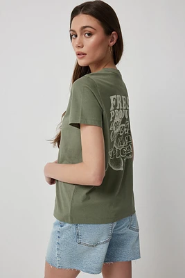 Ardene Classic Graphic T-Shirt in Khaki | Size | Cotton | Eco-Conscious