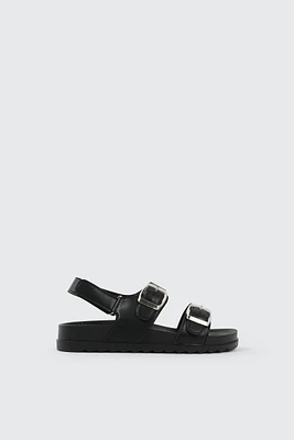 Ardene Kids Two-Buckle Sandals in Black | Size | Eco-Conscious