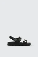 Ardene Kids Two-Buckle Sandals in Black | Size | Eco-Conscious