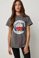 Ardene Blondie Disco Ball Oversized T-Shirt in Dark Grey | Size | 100% Cotton