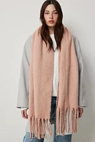 Ardene Solid Scarf with Fringes in Light Pink | Polyester