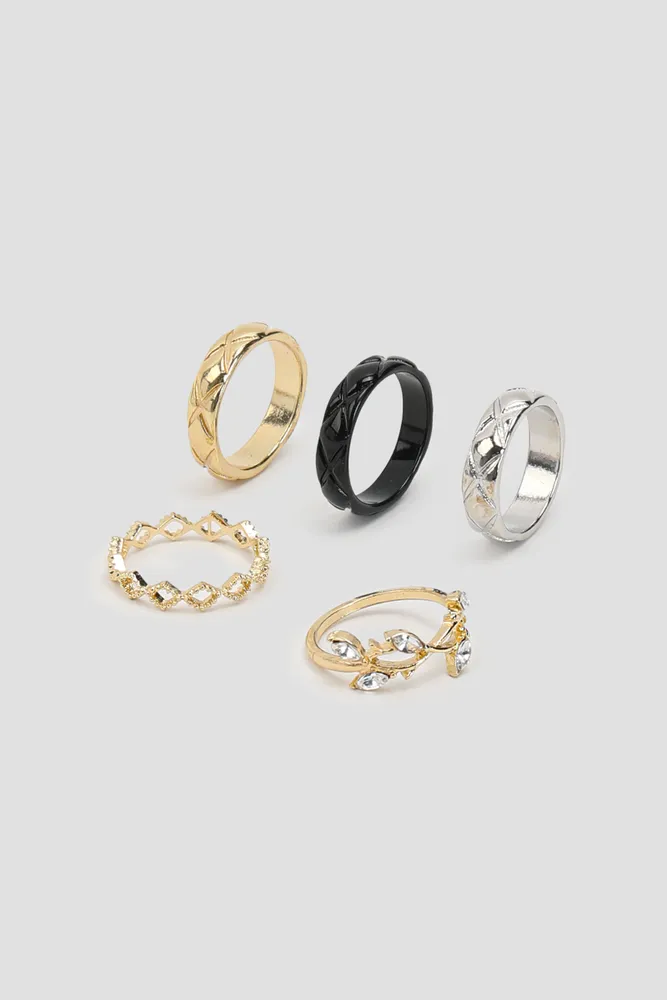 Ardene 5-Pack Quilted Rings | Size