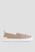 Ardene Quilted Slip-On Sneakers in Beige | Size | Faux Leather