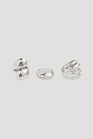 Ardene 3-Pack Thick Rings in Silver | Size