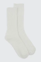 Ardene Ribbed Boot Socks in White | Polyester/Spandex