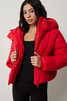 Ardene Short Puffer Jacket in Red | Size XL | Polyester