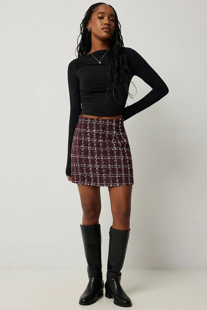 Ardene Mini Tweed Skirt in | Size | Polyester