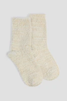 Ardene Fuzzy Cozy Socks in Beige | Polyester/Spandex