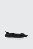 Ardene Kids Embroidered Slip On Sneakers in Black | Size