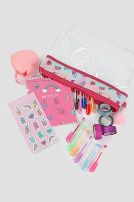 Ardene Kids Bubble Tea Stationery Set in Pink