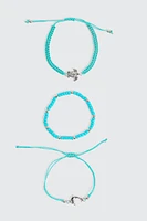 Ardene 3-Pack Sea Creature Beaded Bracelets in Medium Green
