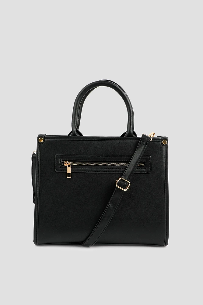 Ardene Tote Bag in Black | Faux Leather/Polyester