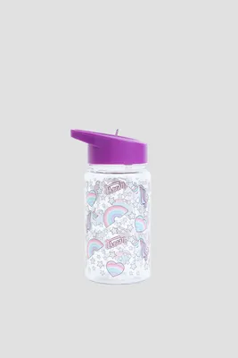 Ardene Kids Rainbow & Unicorn 350ML Reusable Bottle in Purple