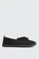 Ardene Lace Slip On Sneakers in Black | Size