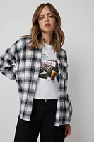 Ardene Plaid Poplin Shirt in Black | Size | 100% Cotton