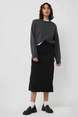 Ardene Long Twill Cargo Skirt in Black | Size | 100% Cotton