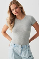 Ardene Rib Short Sleeve Bodysuit in | Size | Cotton/Elastane