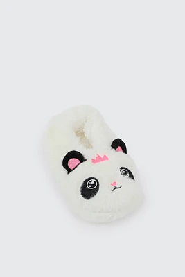 Ardene Kids Panda Slippers in White | Size | Polyester