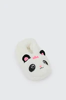 Ardene Kids Panda Slippers in White | Size | Polyester