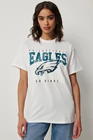 Ardene Oversized Eagles T-Shirt in White | Size | 100% Cotton