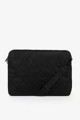 Ardene Nylon Crossbody Laptop Bag in Black | Polyester/Nylon