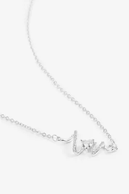 Ardene Embellished Love Necklace in Silver