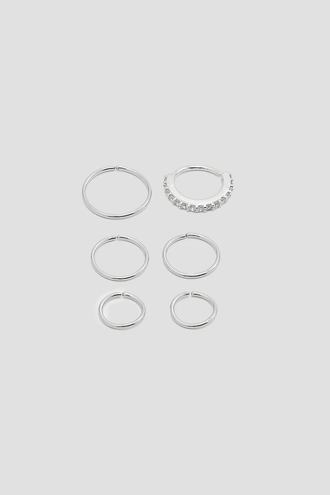 Ardene 6-Pack Nose Rings in Silver