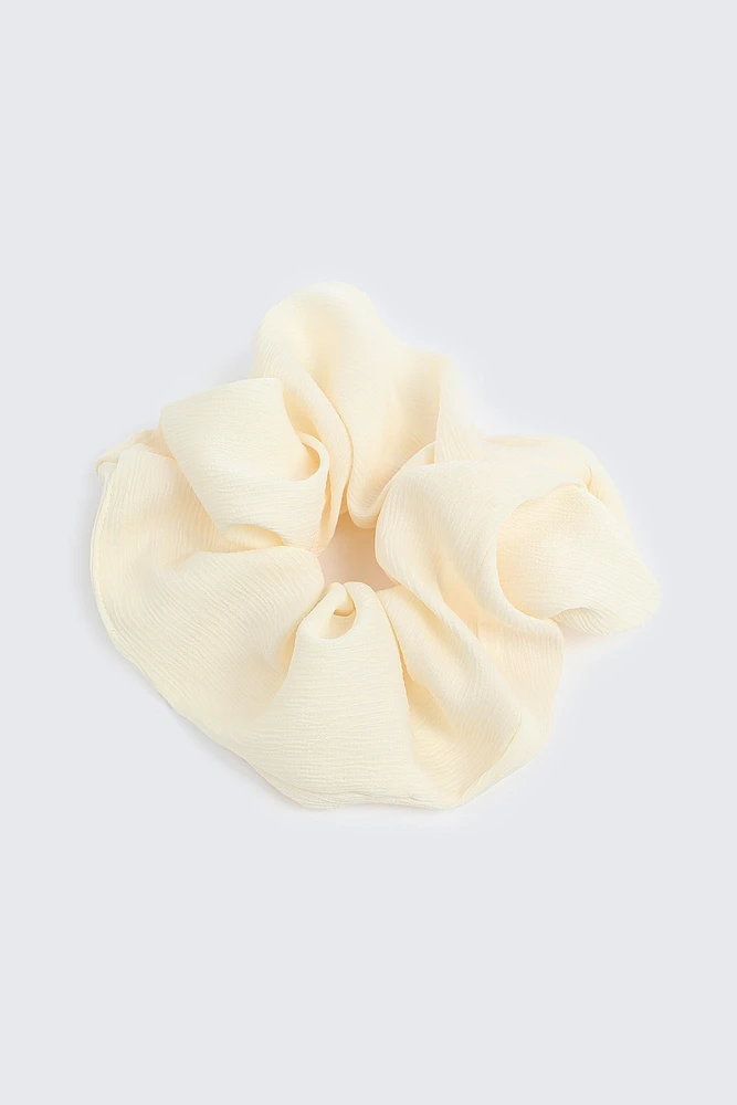 Ardene XL Satin Scrunchie in White | Polyester/Elastane