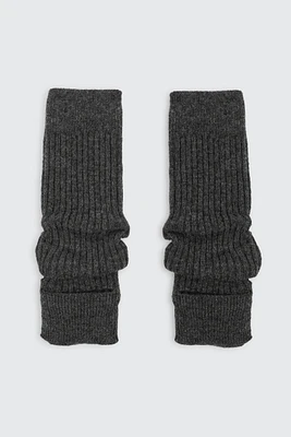 Ardene Ribbed Leg Warmers in Dark Grey | Polyester/Polyamide