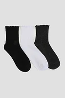 Ardene 3-Pack Lettuce Edge Socks | Polyester/Spandex