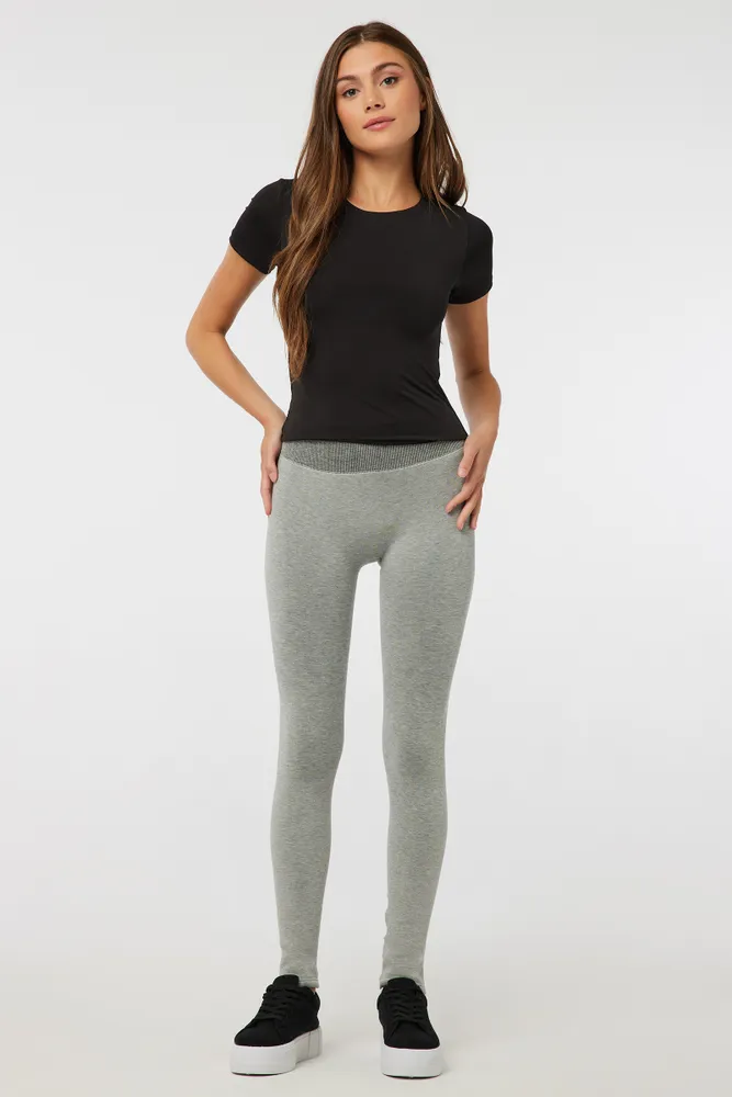 Ardene Faux Fur Lined Flare Leggings in Light Grey | Polyester/Rayon/Spandex