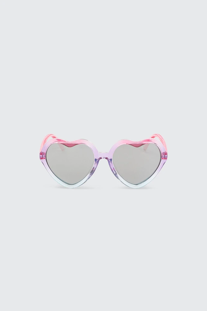 Ardene Kids Rainbow Heart Shaped Sunglasses in Light Pink