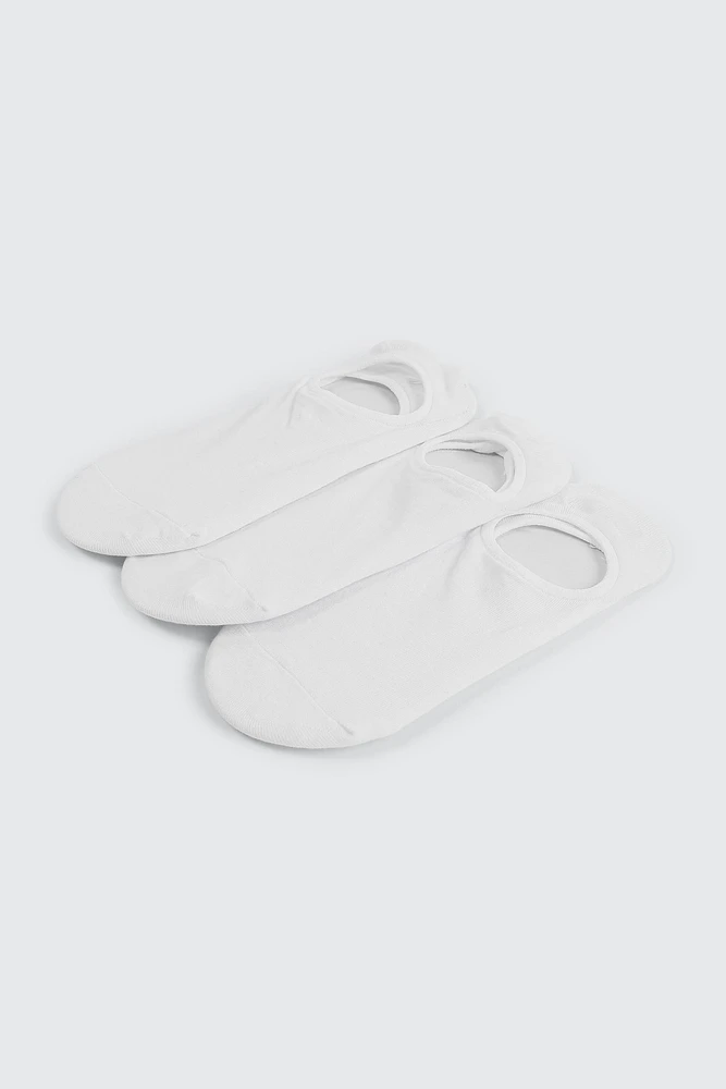 Ardene 3-Pack Cotton Blend Shoe Liners in White | Nylon/Cotton/Elastane