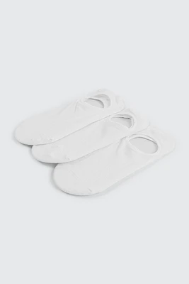 Ardene 3-Pack Cotton Blend Shoe Liners in White | Nylon/Cotton/Elastane
