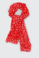 Ardene Floral Lightweight Scarf in Red | Polyester